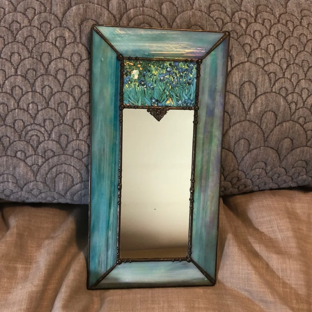 Vintage ‘83 Handcrafted Van Gogh Iris Mirror (Like New)